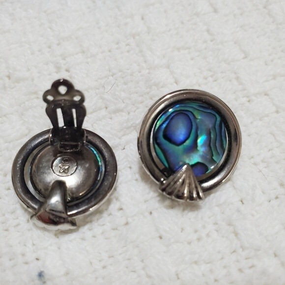 Sea Opal clip on paua shell earrings by Anzac NEW - Picture 2 of 8